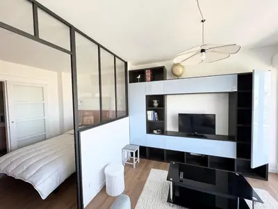 Un ou plusieurs lits dans un hébergement de l'établissement Appartement rénové vue mer, Bénodet