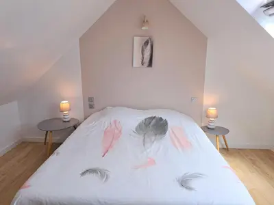 Un ou plusieurs lits dans un hébergement de l'établissement Holiday Home in Brittany near Telgruc Beach