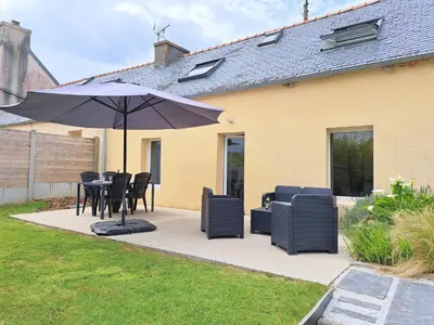 Coin salon dans l'établissement Holiday Home in Brittany near Telgruc Beach
