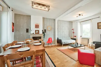 Coin salon dans l'établissement Maison pour 8 dans le centre de Plouguerneau