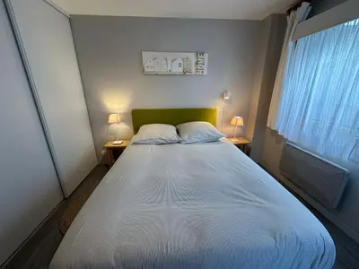 Un ou plusieurs lits dans un hébergement de l'établissement À deux minutes à pied de la plage - vue imprenable sur la mer