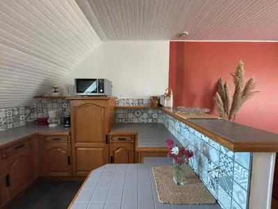 Cuisine ou kitchenette dans l'établissement Bel appartement avec jardin à la campagne