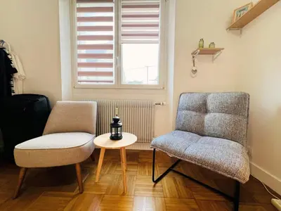 Coin salon dans l'établissement La parenthèse marine -Avec jardin et proche plages