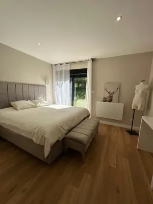 Un ou plusieurs lits dans un hébergement de l'établissement Chez Babeth Maison atypique en conteneurs pour 10 personnes