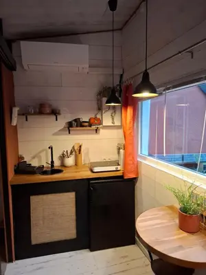 Cuisine ou kitchenette dans l'établissement cabane zen 2