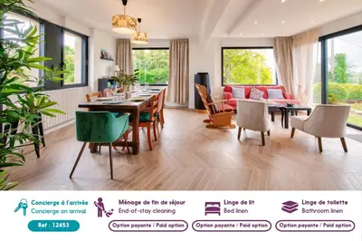 Coin salon dans l'établissement Vue mer - Maison pour 8 - Grand jardin