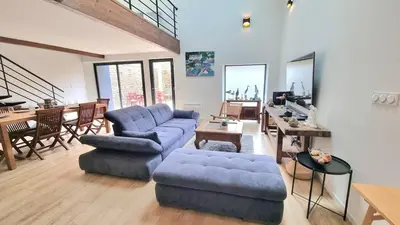 Coin salon dans l'établissement Avelenn Belle maison de ville avec terrasse