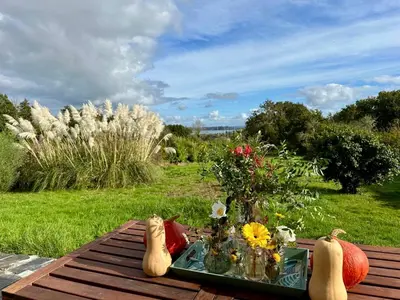 Jardin de l'établissement Ty Rorabeach - Vue port, familiale et proche des plages