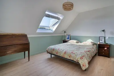 Un ou plusieurs lits dans un hébergement de l'établissement Letty Glaz, Plage à 300 m, Piscine 29 degrés, Calme - Stay in Brittany
