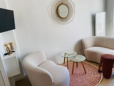 Coin salon dans l'établissement Appartement pieds dans l eau vue mer
