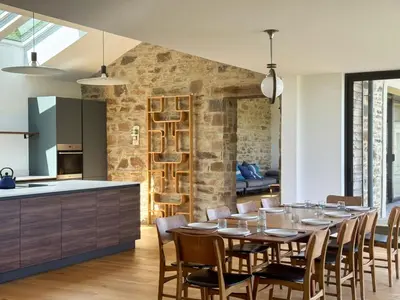 Cuisine ou kitchenette dans l'établissement Villa Les Embruns sea view Beg Ar Fry 10 people