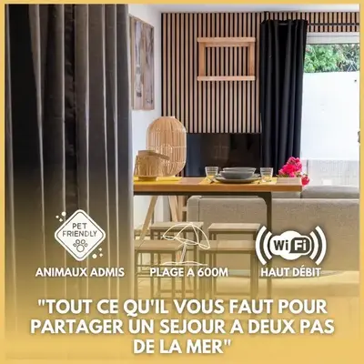 Appartement lumineux à 600m de la plage