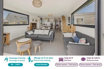 Coin salon dans l'établissement Vue mer - maison pour 5 adultes et 2 enfants