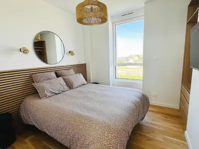 Un ou plusieurs lits dans un hébergement de l'établissement Le Spa sur la dune, Santec, Bretagne