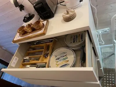 Cuisine ou kitchenette dans l'établissement Le Petit Ker Tambac
