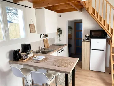 Cuisine ou kitchenette dans l'établissement Tiny house proche de la Plage