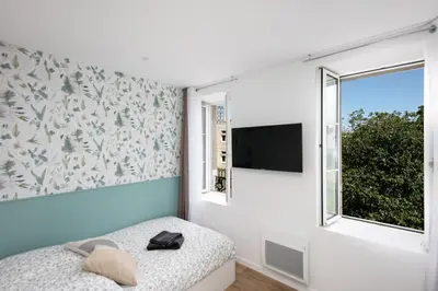 Un ou plusieurs lits dans un hébergement de l'établissement Chambre indépendante Mouette