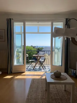 Balcon ou terrasse dans l'établissement Cocooning studio with sea view