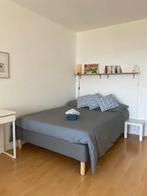 Un ou plusieurs lits dans un hébergement de l'établissement Cocooning studio with sea view