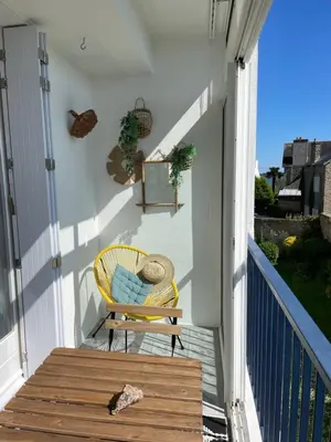 Balcon ou terrasse dans l'établissement Cocooning studio with sea view