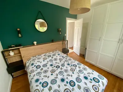 Un ou plusieurs lits dans un hébergement de l'établissement L'Oasis, Maison avec jardin au Cabellou Concarneau