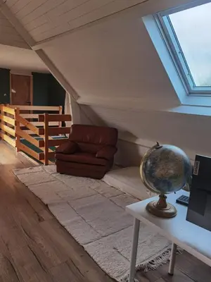 Coin salon dans l'établissement Charming house in Finistère