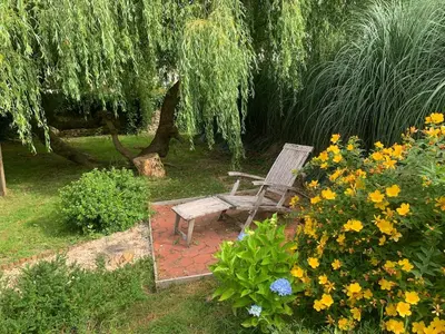 Jardin de l'établissement La Grange avec Jacuzzi