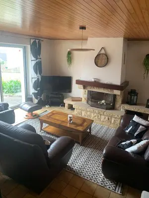Coin salon dans l'établissement Maison à 440m de la plage