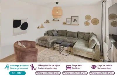 Coin salon dans l'établissement 300m plage - maison pour 7 avec grande terrasse