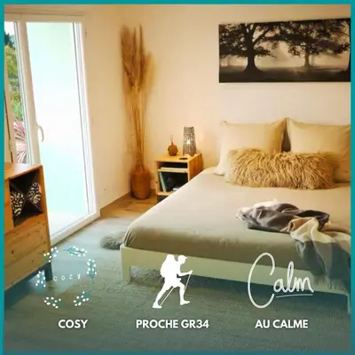 Un ou plusieurs lits dans un hébergement de l'établissement Ker Avel - calme- cozy