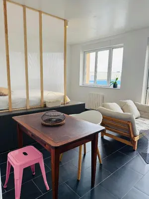 Coin salon dans l'établissement Brõcean - Studio with sea view -
