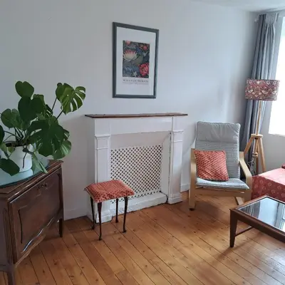 Coin salon dans l'établissement Bel appartement au centre