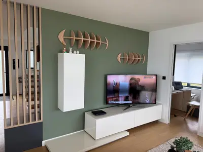 Télévision ou salle de divertissement dans l'établissement Maison les pieds dans l'eau