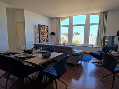 Coin salon dans l'établissement Flat in Primel with Sea View & Beaches Nearby
