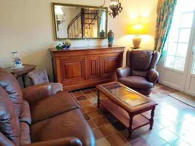 Coin salon dans l'établissement House in Brittany near Sandy Beaches