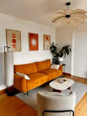 Coin salon dans l'établissement Spacieux appartement 2 chambres Quimper