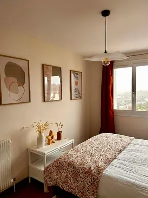 Un ou plusieurs lits dans un hébergement de l'établissement Spacieux appartement 2 chambres Quimper