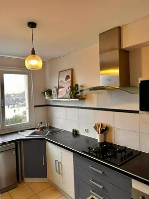 Cuisine ou kitchenette dans l'établissement Spacieux appartement 2 chambres Quimper