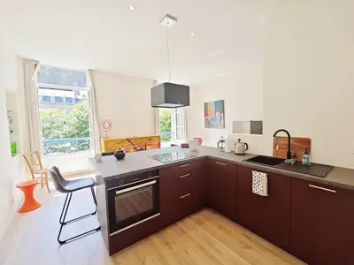 Cuisine ou kitchenette dans l'établissement L'Esquisse Morlaisienne