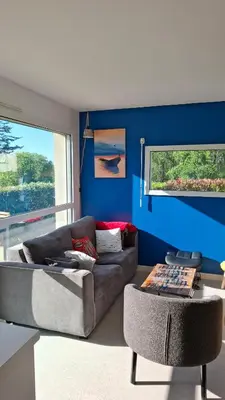 Coin salon dans l'établissement Cocooning house with sea view for 5 people, 3 beds
