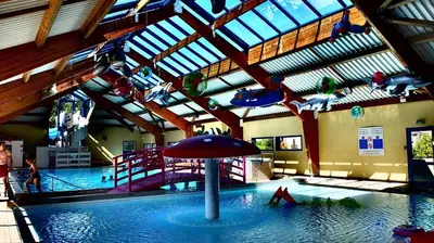 Piscine de l'établissement Mobil home récent Domaine de Kerlann ou située à proximité