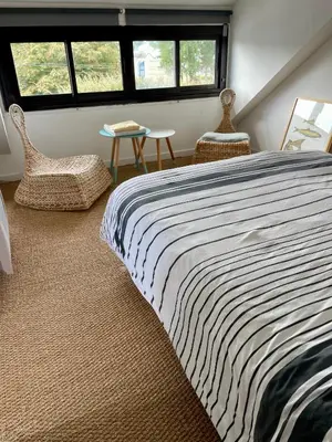 Un ou plusieurs lits dans un hébergement de l'établissement L'Abri du Rouget, 5 minutes à pied de la plage du Trez-hir, vacances en famille