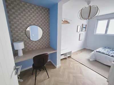 Un ou plusieurs lits dans un hébergement de l'établissement L'Azur - Appartement spacieux - Arrivée Autonome