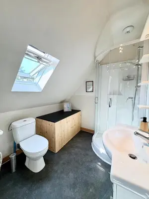Salle de bains dans l'établissement Havre de paix en Bretagne - Maison de charme