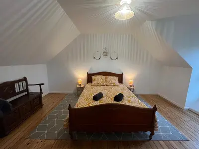 Un ou plusieurs lits dans un hébergement de l'établissement Maison 6 personnes à la campagne tout compris