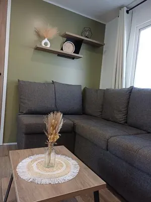 Coin salon dans l'établissement Mobil home 6 personnes 3 chambres