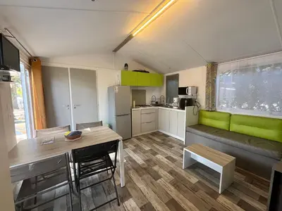 Cuisine ou kitchenette dans l'établissement Mobile Home Camping Paradis