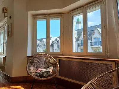 Coin salon dans l'établissement Résidence de la plage de l'odet