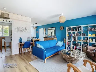 Coin salon dans l'établissement Gîte Ménez Gorre - proche des commerces et des plages