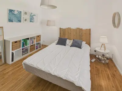 Un ou plusieurs lits dans un hébergement de l'établissement Maison familiale à 500m de la plage - Lesconil